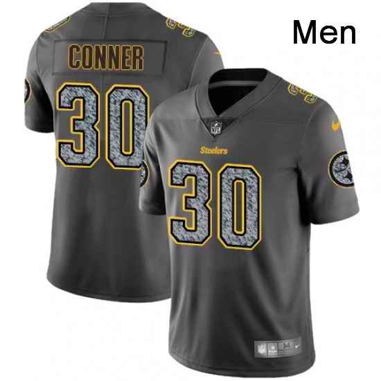Mens Nike Pittsburgh Steelers 30 James Conner Gray Static Vapor Untouchable Limited NFL Jersey
